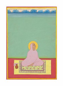 Et portræt af Maharaja Shri Narayan Ji, ca. 1830 (ugennemsigtige pigmenter og guld på papir) af Bhati Shankar Das