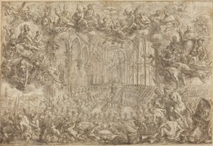 Koncilet i Trent med Saint Thomas, der besejrer kætterne af Biagio Falcieri