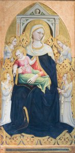 Tronende madonna med barn og fire engle, ca. 1433 (tempera og bladguld på panel) af Bicci di Lorenzo