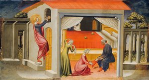 Sankt Nikolaus giver medgifte, 1433-35.