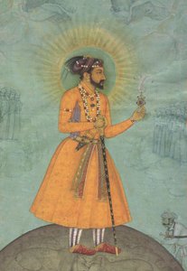 Mogulkejser Shah Jahan stående på en globus (CBL In 07A.16) af Bichitr