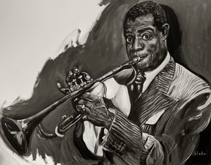 Louis Armstrong, ca. 2021 (Akryl på lærred) af Blake Munch