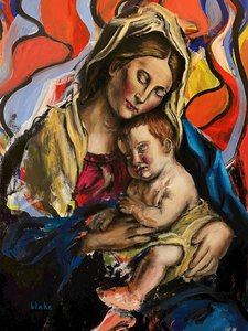 Madonna And Child, ca. 2020 (Akryl på lærred) af Blake Munch