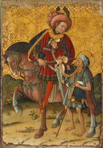 Sankt Martin deler sin kappe, ca. 1440