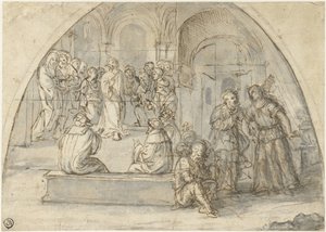 Tolv år af Kristus i templet og Peters befrielse af Boccaccio Boccaccino (attributed to)