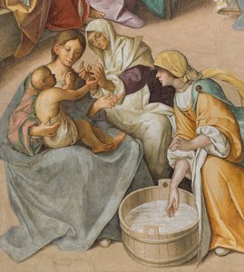 Centralskib, andet nordspænd, Jomfruens fødsel, Boccaccio Boccaccino 1514-15, detalje