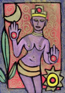 Goddess, 2002 (olie, pastel og indisk blæk på papir)