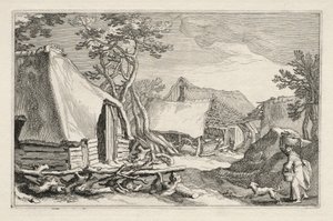 Landskab med Bondehuse, 1613-1614. af Boetius Adams Bolswert