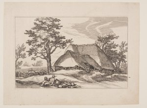 Planche 12, fra Landskaber med bondegårde af Boetius Adams Bolswert