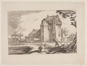 Planche 15, fra Landskaber med bondegårde af Boetius Adams Bolswert