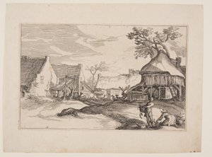 Planche 16, fra Landskaber med bondegårde af Boetius Adams Bolswert
