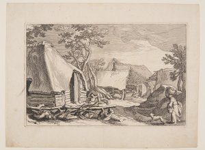 Planche 18, fra Landskaber med bondegårde af Boetius Adams Bolswert