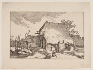 Planche 5, fra Landskaber med bondegårde af Boetius Adams Bolswert