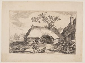 Planche 6, fra Landskaber med bondegårde af Boetius Adams Bolswert
