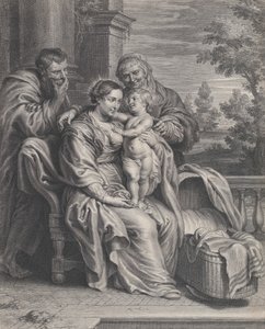 Den hellige familie med Saint Anne, ca. 1625-35. af Boetius Adams Bolswert