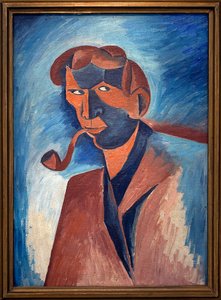 Rygning (selvportræt). Maleri af Bohumil Kubista (1884-1918), Olie på lærred 1910. Tjekkisk kunst 20. århundrede. Veletrzni Palace (Messepaladset), Prag (Tjekkiet).