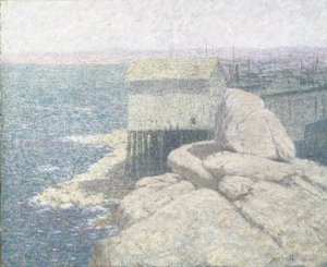 Chinese Fishing Village, Monterey Bay, Californien (olie på lærred)