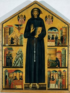 Sankt Francois af Assisis liv. (Maleri på træ) 1235 af Bonaventura Berlinghieri