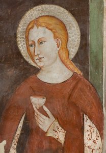 Det nordlige tværskib, Ærkeenglen St. Michaels alter, bag altertavlen fresker af Bonifacio Bembo, Sant