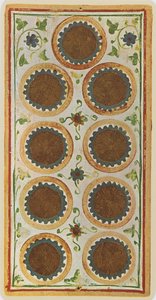 De ni mønter, faksimile af et tarotkort fra 