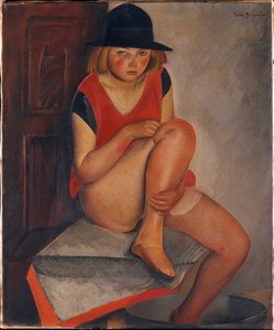 ""La modele"" (Modellen) Peinture de Boris Grigoriev (1886-1939) ca 1926 - Olie på lærred Dim 72,7x60 cm Metropolitan Museum of Art, New York ©FineArtImage/Leemage af Boris Dmitrievich Grigoriev