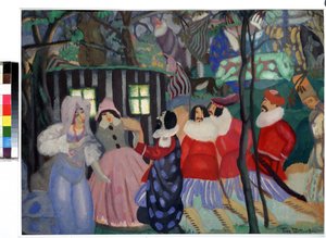 The Conquerors (The Conquerors). Værk af Boris Dmitrievich Grigoriev (1886-1939), gouache på pap af Boris Dmitrievich Grigoriev