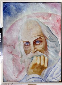 Portræt af den amerikanske forfatter Walt Whitman (1819-1892) (Portræt af den amerikanske forfatter W. Whitman). Maleri af Boris Dmitryevich Grigoriev (1886-1939), olie på lærred af Boris Dmitrievich Grigoriev