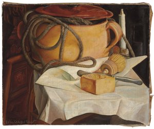 Stilleben med stearinlys af Boris Dmitrievich Grigoriev
