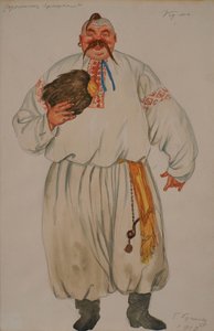 Kostumedesign til operaen The Fair at Sorochyntsi af Modest Mussorgsky, 1919 af Boris Mikhailovich Kustodiev