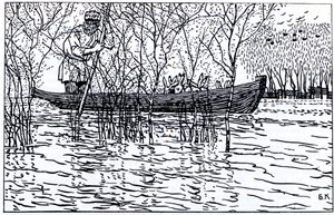 Illustration til digtet Bedstefar Mazay og Harerne af N. Nekrasov, 1910 af Boris Mikhailovich Kustodiev