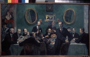 Medlemmer af World of Art Movement af Boris Mikhailovich Kustodiev