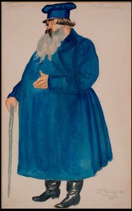 Købmand Dikoy. Kostumedesign til skuespillet Stormen af A. Ostrovsky, 1920. af Boris Mikhailovich Kustodiev