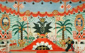 Palace, en skitse til E. Zamyatins skuespil, Lopperne, 1925-26 af Boris Mikhailovich Kustodiev