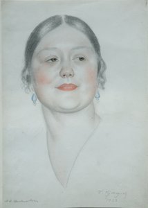 Portræt af Maria Dmitrievna Shostakovich, 1923 af Boris Mikhailovich Kustodiev