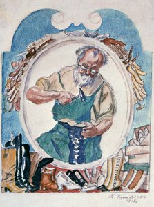 Skomageren, 1918. af Boris Mikhailovich Kustodiev