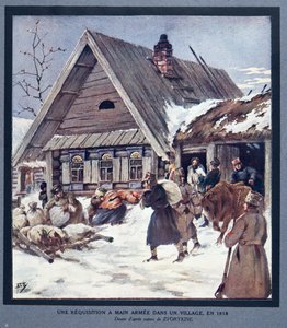 Forsvaret rekvirerer forsyninger i en landsby af Boris Vasilievich Zvorykin