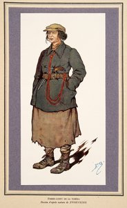 Kvindelig hemmelig agent fra Histoire des Soviets, pub. 1922 (farve litho) af Boris Vasilievich Zvorykin