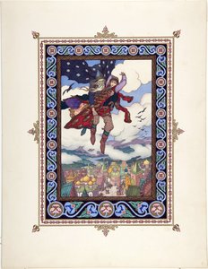 Illustration til eventyret Marya Morevna (Maria des mers) af Zvorykin, Boris Vasilievich (1872-efter 1935), ca. 1925 - Farvelitografi, 27,3x20,5 - Privat samling af Boris Vasilievich Zvorykin