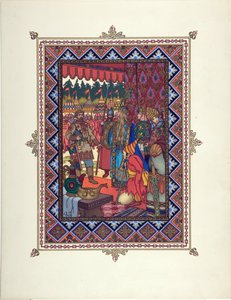 Illustration til eventyret Marya Morevna (Maria des mers) af Zvorykin, Boris Vasilievich (1872-efter 1935), ca. 1925 - Farvelitografi, 27,3x20,5 - Privat samling af Boris Vasilievich Zvorykin