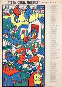Hvorfor sover du? - Hvorfor sover du, mand? af Zvorykin, Boris Vasilievich (1872-efter 1935), - Chromolithography, 70,5x54 - Privat samling af Boris Vasilievich Zvorykin