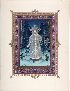 Snegourotchka ( ou Snegourka, la Fille de neige) - Illustration til eventyret Snegurochka par Zvorykin, Boris Vasilievich (1872-efter 1935), ca. 1925 - Farvelitografi, 27,3x20,5 - Privat samling