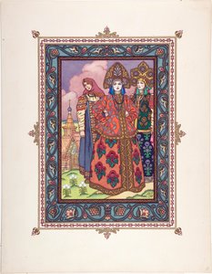 Vassilissa la Belle (Vassilissa la tres Belle) - Illustration til eventyret Vasilisa den smukke par Zvorykin, Boris Vasilievich (1872-efter 1935), ca. 1925 - Farvelitografi, 27,3x20,5 - Privat samling
