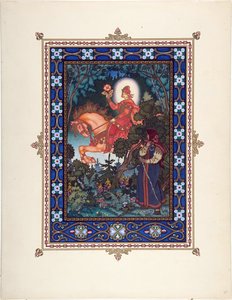 Vassilissa la Belle (ou Vassilissa la tres belle) - Illustration til eventyret Vasilisa den smukke par Zvorykin, Boris Vasilievich (1872-efter 1935), ca. 1925 - Farvelitografi, 27,3x20,5 - Privat samling