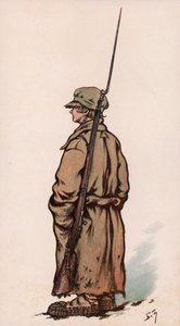 Ung soldat fra den røde hær, russisk borgerkrig (farve litho) af Boris Vasilievich Zvorykin