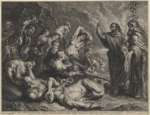 Moses og den skamløse slange af Boëtius Adams Bolswert, after Sir Peter Paul Rubens