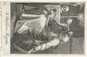 Sankt Basil den Store som eremit S. Basilius Magnus (titel på objekt) Eremitter (serietitel) Sacra eremvs ascetarvm (serietitel) af Boëtius Adamsz. Bolswert