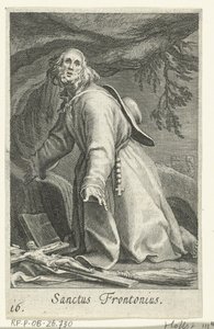 Hellige Frontonius af Egypten som Eremit Sanctus Frontonius (titel på objekt) Eremitter (serietitel) Sacra eremvs ascetarvm (serietitel) af Boëtius Adamsz. Bolswert