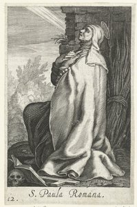 Sankt Paula af Rom som eremitinde S. Paula Romana (titel på objekt) Eremitinder (serietitel) Sacra Eremus Ascetriarum (serietitel) af Boëtius Adamsz. Bolswert