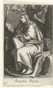 Den hellige Sarah af Libyen Sancta Sara (titel på objekt) Eremitinder (serietitel) Sacra Eremus Ascetriarum (serietitel)