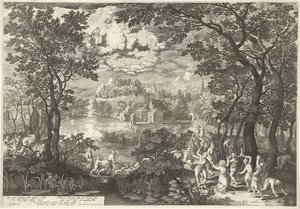 Landskab med Sankt Stefans martyrium af Boëtius Adamsz. Bolswert